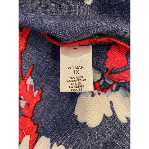 Roz & Ali Jacket Navy Red Open Front  Size 1X Dressy Casual Stylish Buttons Cuff - Picture 9 of 9